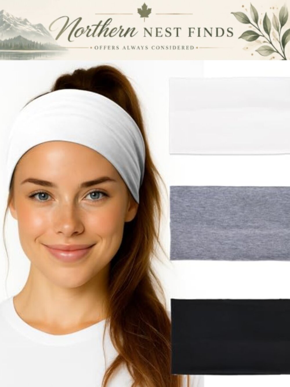 Extra Wide Polyester Spandex Blend Headbands 3 Pack Women's Sport Hair